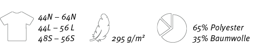 44N – 64N 44L – 56 L 48S – 56S,65% Polyester 35% Baumwolle,295 g/m2 