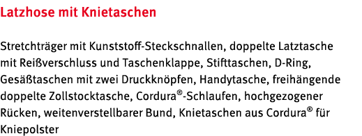 Latzhose mit Knietaschen Stretchtr ger mit Kunststoff Steckschnallen, doppelte Latztasche mit Rei verschluss und Tasc...