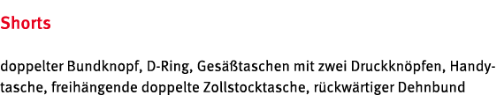 Shorts doppelter Bundknopf, D Ring, Ges taschen mit zwei Druckkn pfen, Handytasche, freih ngende doppelte Zollstockt...