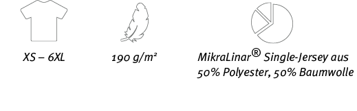 XS   6XL,MikraLinar  Single-Jersey aus 50% Polyester, 50% Baumwolle,190 g m2 