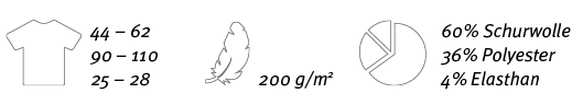  ,44   62 90   110 25   28, ,200 g m2, ,60% Schurwolle 36% Polyester 4% Elasthan