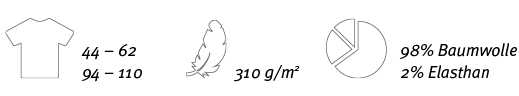  ,44   62 94   110, ,310 g m2, ,98% Baumwolle 2% Elasthan