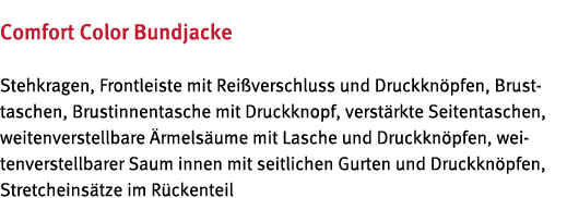 Comfort Color Bundjacke Stehkragen, Frontleiste mit Rei verschluss und Druckkn pfen, Brusttaschen, Brustinnentasche m   