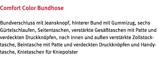 Comfort Color Bundhose Bundverschluss mit Jeansknopf, hinterer Bund mit Gummizug, sechs G rtelschlaufen, Seitentasche   