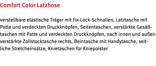 Comfort Color Latzhose verstellbare elastische Tr ger mit Fix-Lock-Schnallen, Latztasche mit Patte und verdeckten Dru   