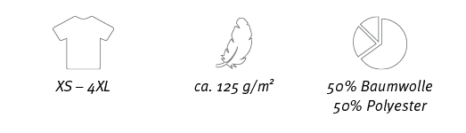 ￼,￼,￼,XS – 4XL,ca. 125 g/m2,50% Baumwolle 50% Polyester