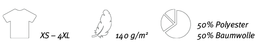  ,XS   4XL, ,140 g m2, ,50% Polyester 50% Baumwolle