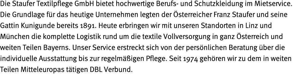 Die Staufer Textilpflege GmbH bietet hochwertige Berufs- und Schutzkleidung im Mietservice  Die Grundlage f r das heu   