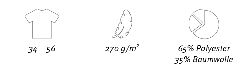 ￼,￼,￼,34 – 56,270 g/m2,65% Polyester 35% Baumwolle