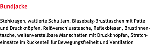 Bundjacke Stehkragen, wattierte Schultern, Blasebalg Brusttaschen mit Patte und Druckkn pfen, Rei verschlusstasche, R...