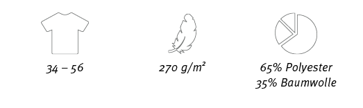 ￼,￼,￼,34 – 56 ,270 g/m2,65% Polyester 35% Baumwolle