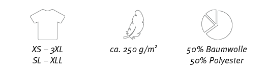 ￼,￼,￼,XS – 3XL SL – XLL,ca. 250 g/m2 ,50% Baumwolle 50% Polyester