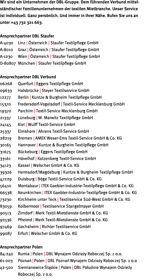 Wir sind ein Unternehmen der DBL-Gruppe  Dem f hrenden Verbund mittel- st ndischer Familienunternehmen der textilen M   