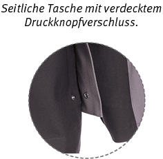 Seitliche Tasche mit verdecktem Druckknopfverschluss