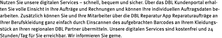Nutzen Sie unsere digitalen Services – schnell, bequem und sicher. ber das DBL Kundenportal erhalten Sie volle Einsi...