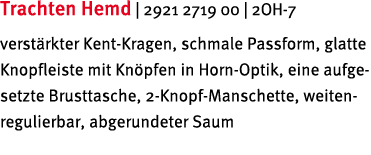Trachten Hemd | 2921 2719 00 | 2OH 7 verst rkter Kent Kragen, schmale Passform, glatte Knopfleiste mit Kn pfen in Hor...