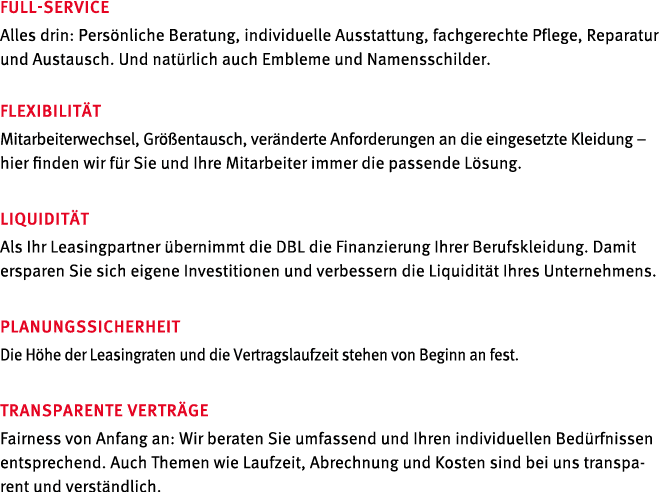 Full-Service Alles drin: Persönliche Beratung, individuelle Ausstattung, fachgerechte Pflege, Reparatur und Austausch   