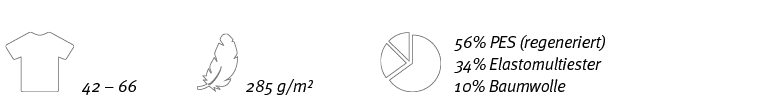  ,42   66, ,285 g m , ,56% PES (regeneriert) 34% Elastomultiester 10% Baumwolle