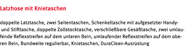 Latzhose mit Knietaschen doppelte Latztasche, zwei Seitentaschen, Schenkeltasche mit aufgesetzter Handy und Stifttasc...