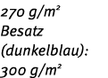 270 g/m2 Besatz (dunkelblau): 300 g/m2 
