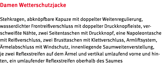 Damen Wetterschutzjacke Stehkragen, abkn pfbare Kapuze mit doppelter Weitenregulierung, wasserdichter Frontrei versch...