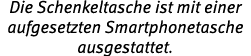 Die Schenkeltasche ist mit einer aufgesetzten Smartphonetasche ausgestattet.