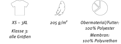 XS – 3XL Klasse 3: alle Gr en,Obermaterial/Futter: 100% Polyester Membran: 100% Polyurethan,205 g/m