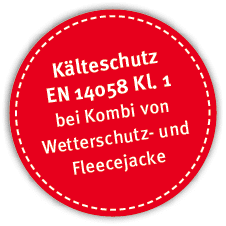 K lteschutz EN 14058 Kl. 1 bei Kombi von Wetterschutz und Fleecejack