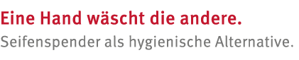 Eine Hand w scht die andere  Seifenspender als hygienische Alternative 