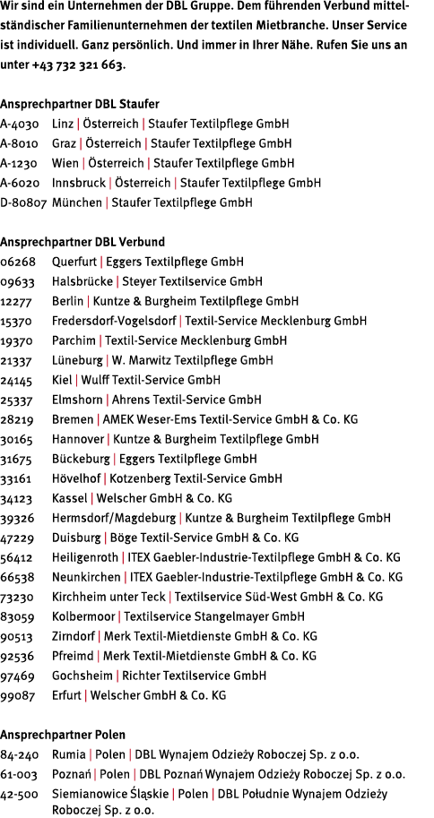 Wir sind ein Unternehmen der DBL Gruppe  Dem f hrenden Verbund mittel- st ndischer Familienunternehmen der textilen M   