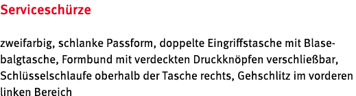 Servicesch rze zweifarbig, schlanke Passform, doppelte Eingriffstasche mit Blasebalgtasche, Formbund mit verdeckten D...