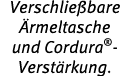 Verschlie bare  rmeltasche und Cordura - Verst rkung 